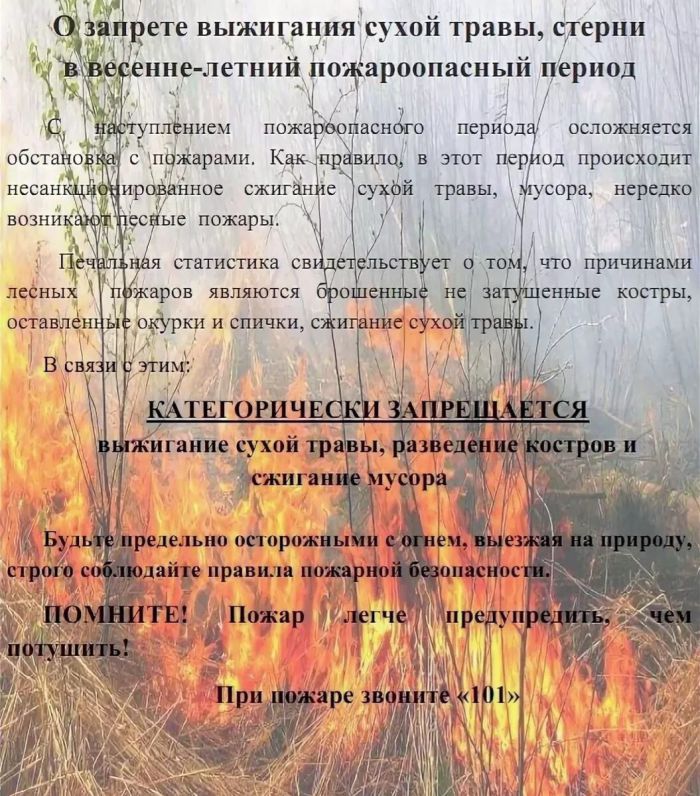 О правилах пожарной безопасности в весенне-летний период!